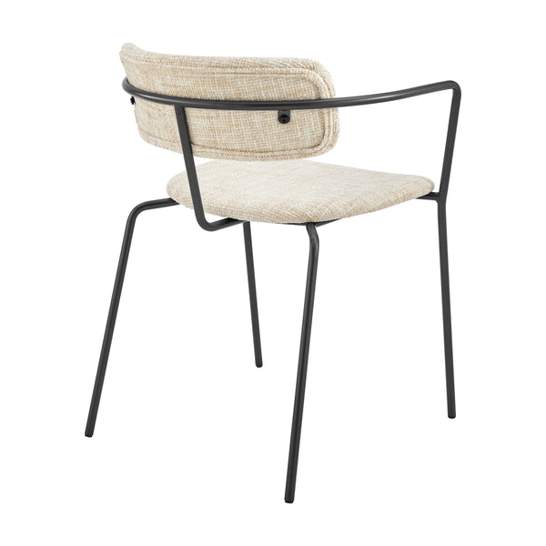 Alivia KD Chenille Dining Side Arm Chair, Allure Cream