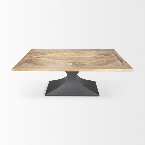 Maxton Light Brown Wood w/ Dark Gunmetal Iron Metal Dining Table