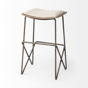 Katniss 26" Total Height Cream Fabric Seat Gold Metal Frame Counter Stool