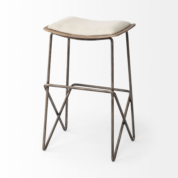 Katniss 26" Total Height Cream Fabric Seat Gold Metal Frame Counter Stool