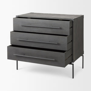 Ward 34L x 18W Brown Wood and Iron 3 Drawer Accent Cabinet