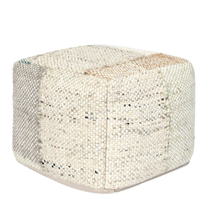 Ritsa Pouf 18x18x14 Multi with Stonewashed Cotton & Wool