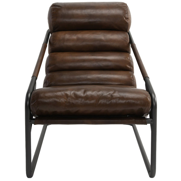 Jackson Leather Accent Chair with Metal Frame - Truffle Brown