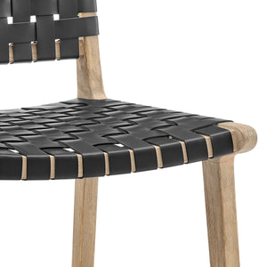 Marco Faux Leather Counter Stool Drift Wood Frame, Black 