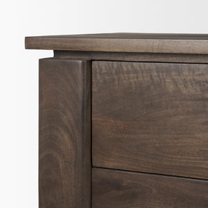 Wallen Solid Dark Brown Wood 3 Drawer Accent Cabinet