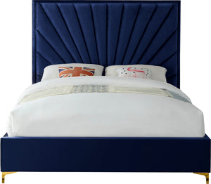 Wilfred Queen Bed In Navy Velvet