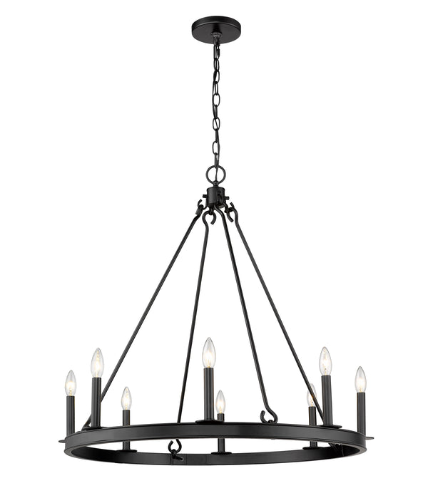 Barclay 8 Light Chandelier in Matte Black Finish