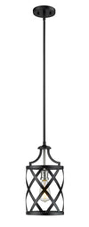 Malcalester 1 Light Mini Pendant in Matte Black + Brushed Nickel Finish
