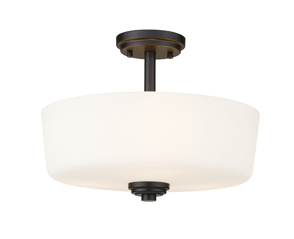 Arlington 3 Light Semi Flush Mount in Bronze Finish