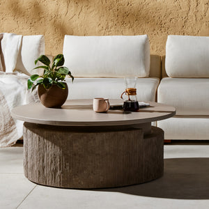 Huron Outdoor Coffee Table In Txtrd Flint