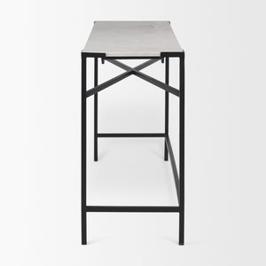 Lucas 50 X 16 X 30 White Marble Top Black Metal Frame Console Table