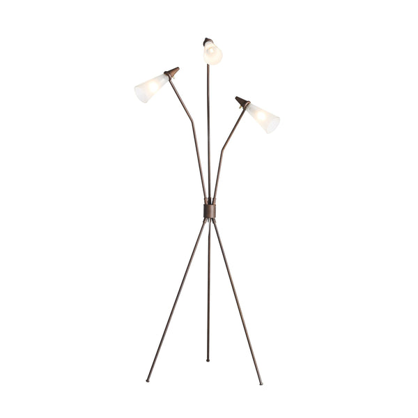 Ludwig Floor Lamp In Rust And Frosted Glass And Clear Cord