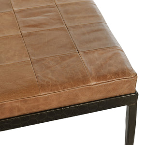 Malo Leather Bench with Hammered Iron Legs - Sedona Brown