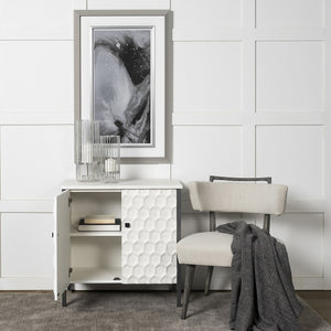 Savannah White Fir Veneer w/ Gray Metal 2-Door Accent Cabinet