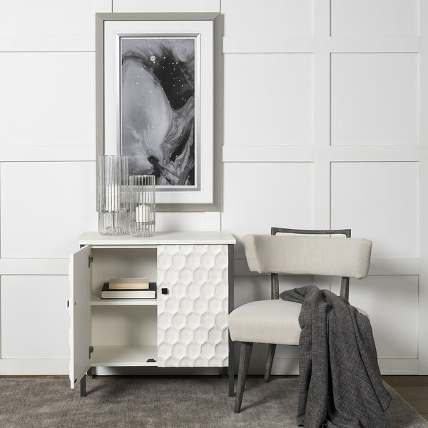 Savannah White Fir Veneer w/ Gray Metal 2-Door Accent Cabinet
