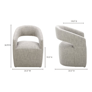 Moe's Barrow Rolling Dining Chair in Grey Storm