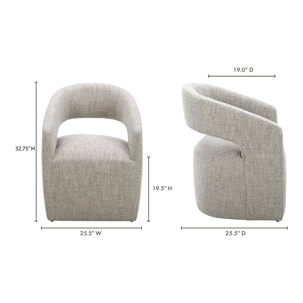 Moe's Barrow Rolling Dining Chair in Grey Storm