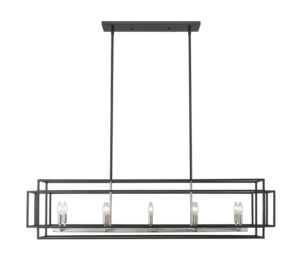 Titania 10 Light Island/Billiard in Black + Brushed Nickel Finish
