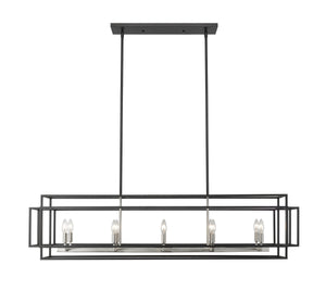 Titania 10 Light Island/Billiard in Black + Brushed Nickel Finish