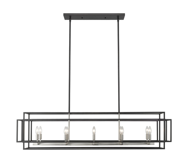 Titania 10 Light Island/Billiard in Black + Brushed Nickel Finish