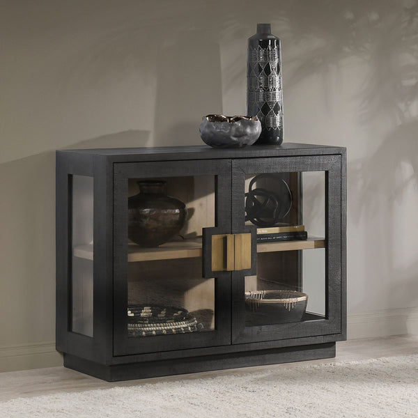 Larson Solid Wood Cabinet with Glass Doors