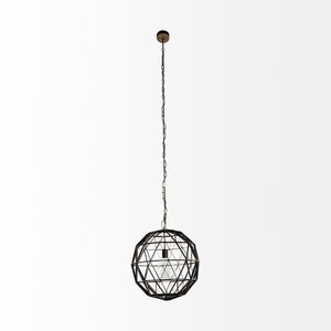 Dyson I 18x18 Black Metal Triangular Orb Pendant Light