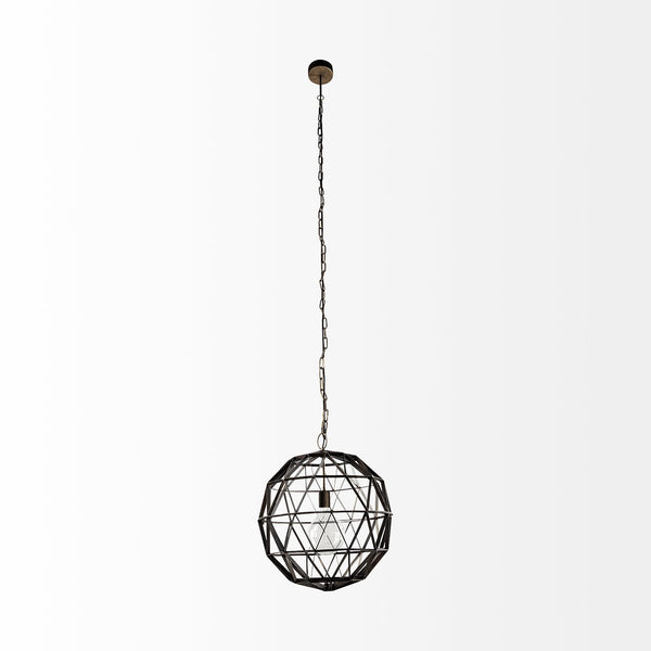 Dyson I 18x18 Black Metal Triangular Orb Pendant Light
