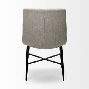 Barrow I Beige Fabric Wrap Black Metal Frame Dining Chair