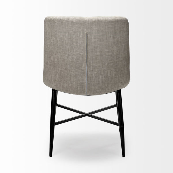 Barrow I Beige Fabric Wrap Black Metal Frame Dining Chair