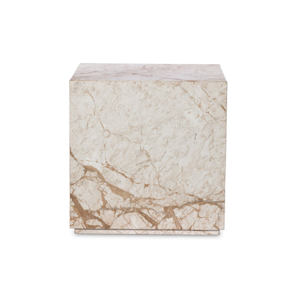 Modern Marble Plinth End Table in Desert Type
