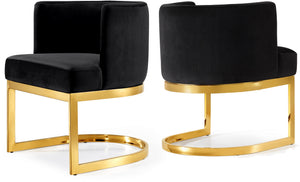 Donna Dining Chair In Black Velvet and Gold