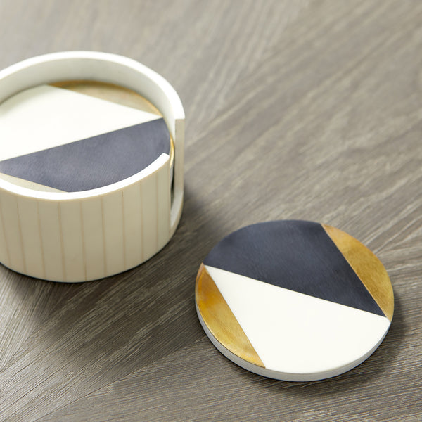 Modametric Coasters in Black - Gold - White