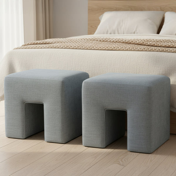 Moe's Aidy Stool in Light Blue Linen
