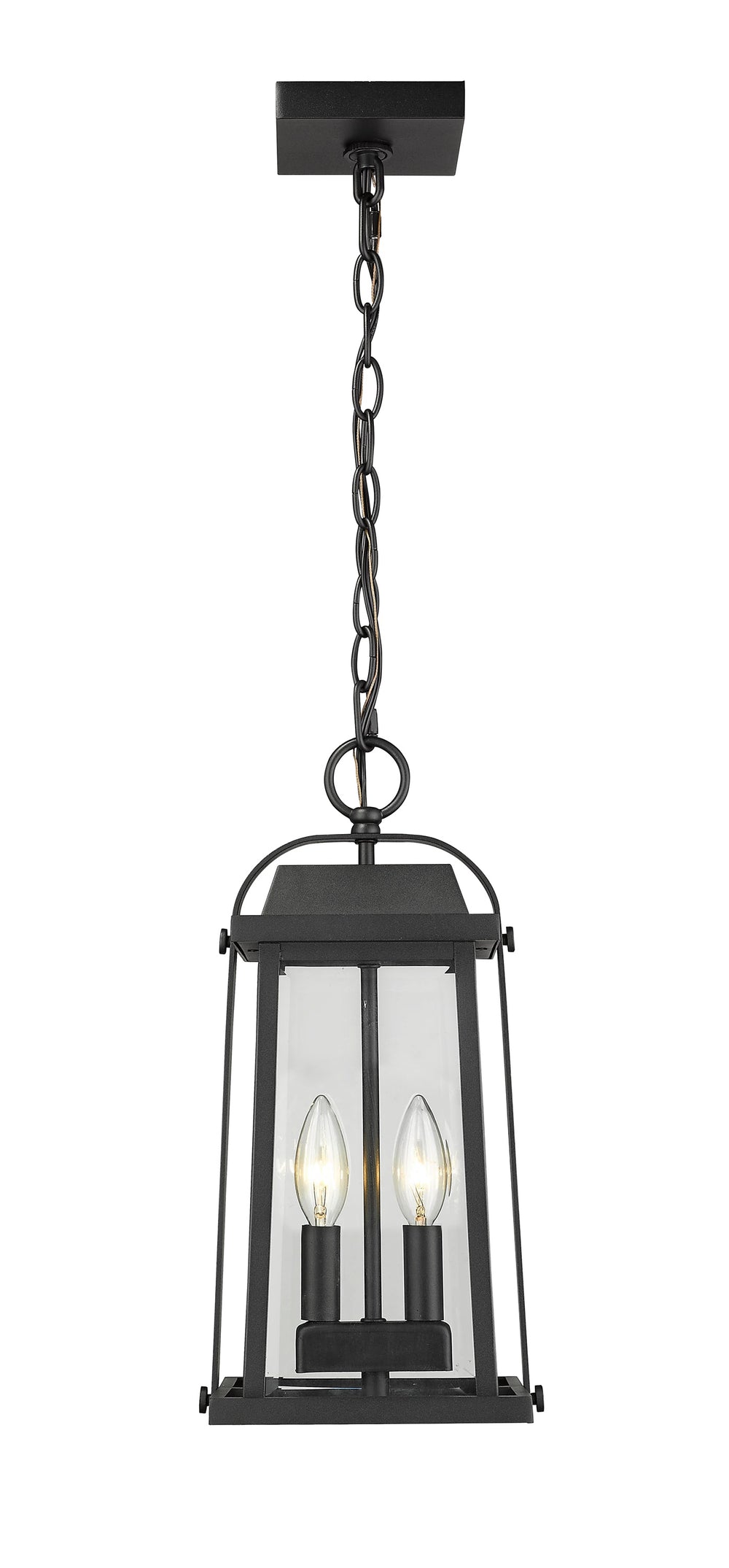 Millworks 2 Light Outdoor Chain Mount Ceiling Fixture in Black Finish