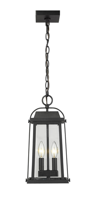 Millworks 2 Light Outdoor Chain Mount Ceiling Fixture in Black Finish