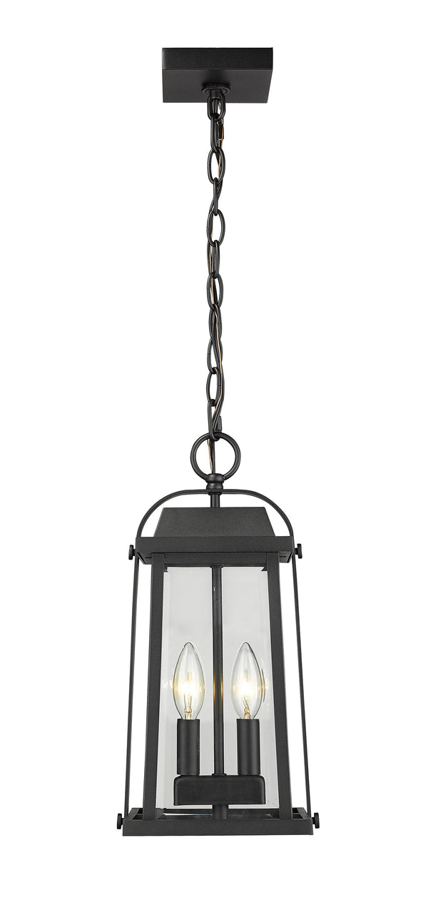 Millworks 2 Light Outdoor Chain Mount Ceiling Fixture in Black Finish