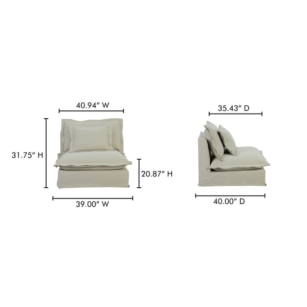 Moe's Olivia Slipper Chair in Sand Beige
