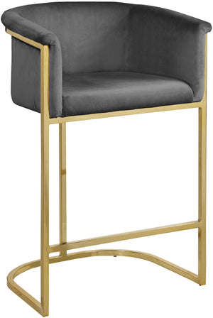 David Stool In Grey Velvet
