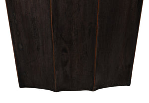 Fluted Side Table, Pale with Light Brown Trim