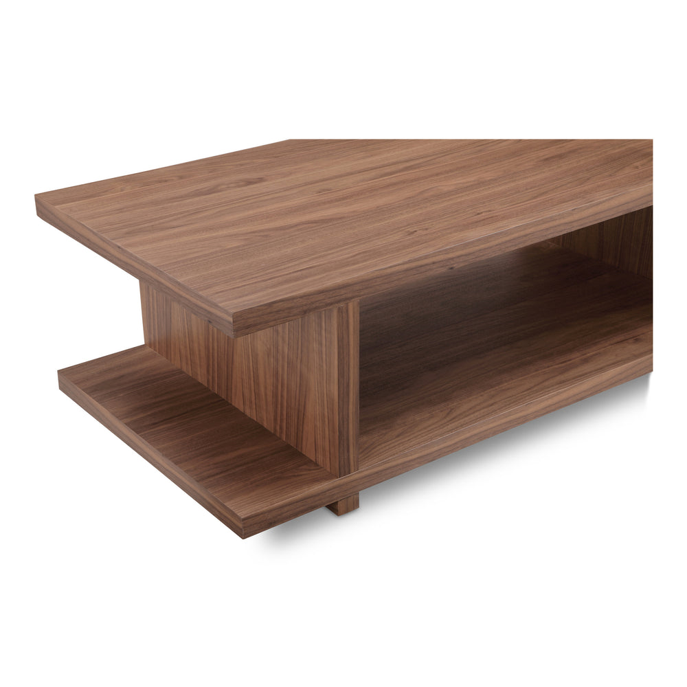 Miri Coffee Table in Walnut with Open-Shelf Design