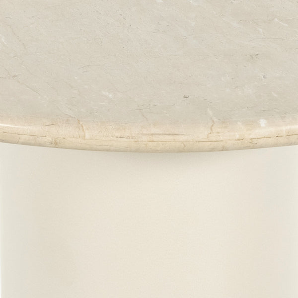 Belle Round Dining Table In Cream Marble