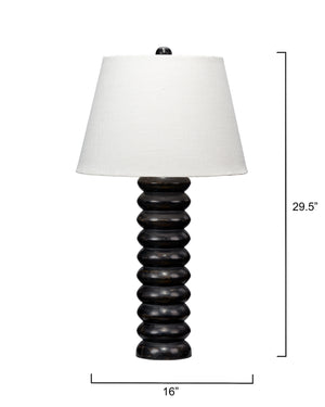 Abacus Mango Wood Table Lamp with Linen Shade