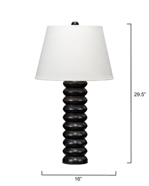 Abacus Mango Wood Table Lamp with Linen Shade