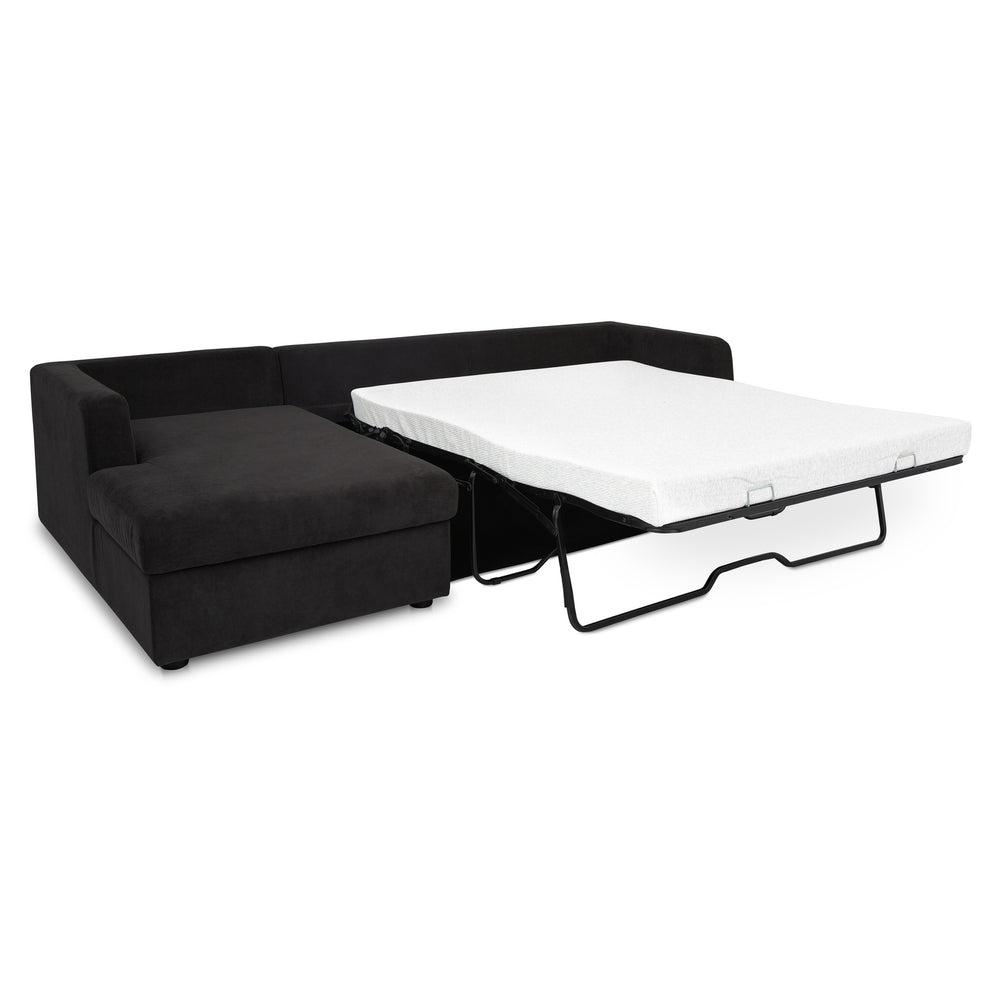 Moe's Burrow Sleeper Sectional with Storage Chaise Black