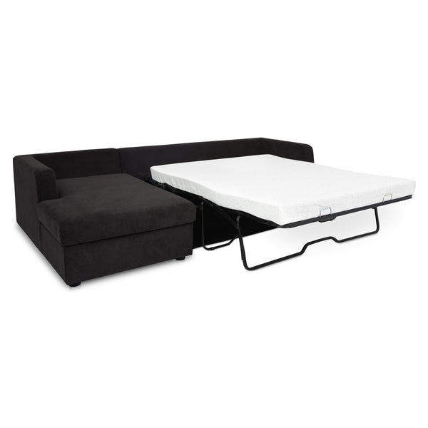 Moe's Burrow Sleeper Sectional with Storage Chaise Black