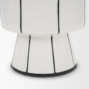 Dinah Small White w/ Black Stripes  Ceramic Vase
