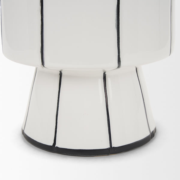 Dinah Small White w/ Black Stripes  Ceramic Vase
