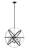 Cavallo 6 Light Pendant in Hammered Black + Chrome Finish