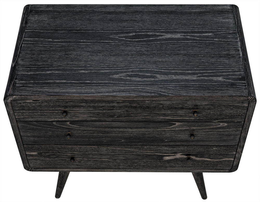 Bart Chest in Cinder Black Mindi and Veneer with Brass Pulls