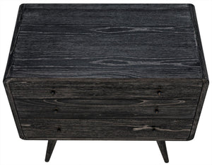 Bart Chest in Cinder Black Mindi and Veneer with Brass Pulls